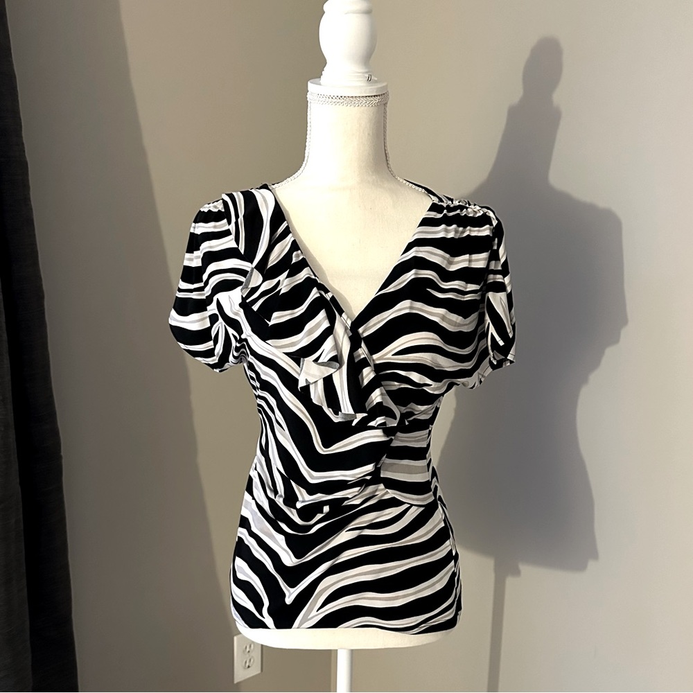 White House Black Market Zebra Print Top Size S